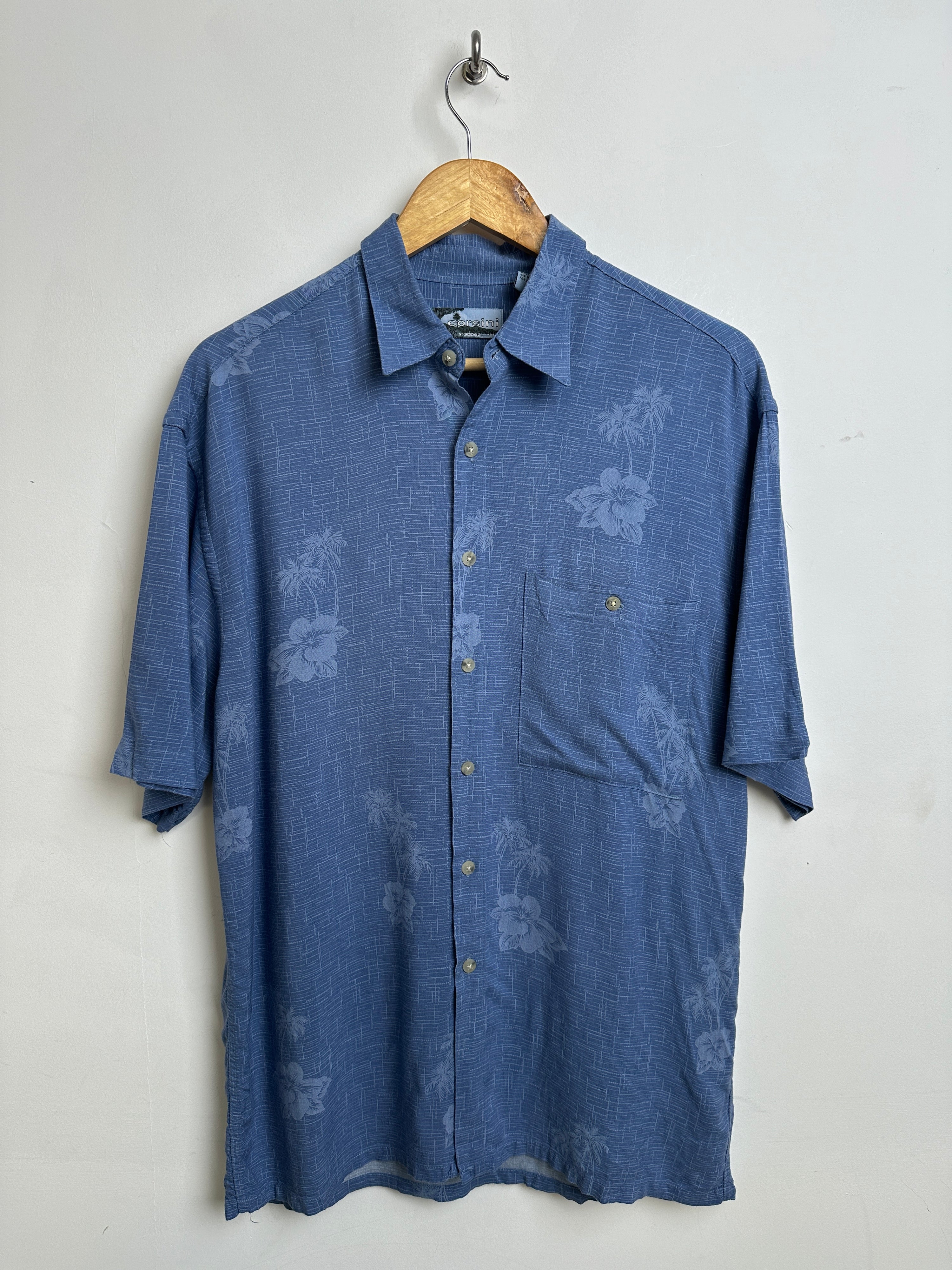 Corsini vintage short-sleeve shirt in blue with palm trees - thrift.mt