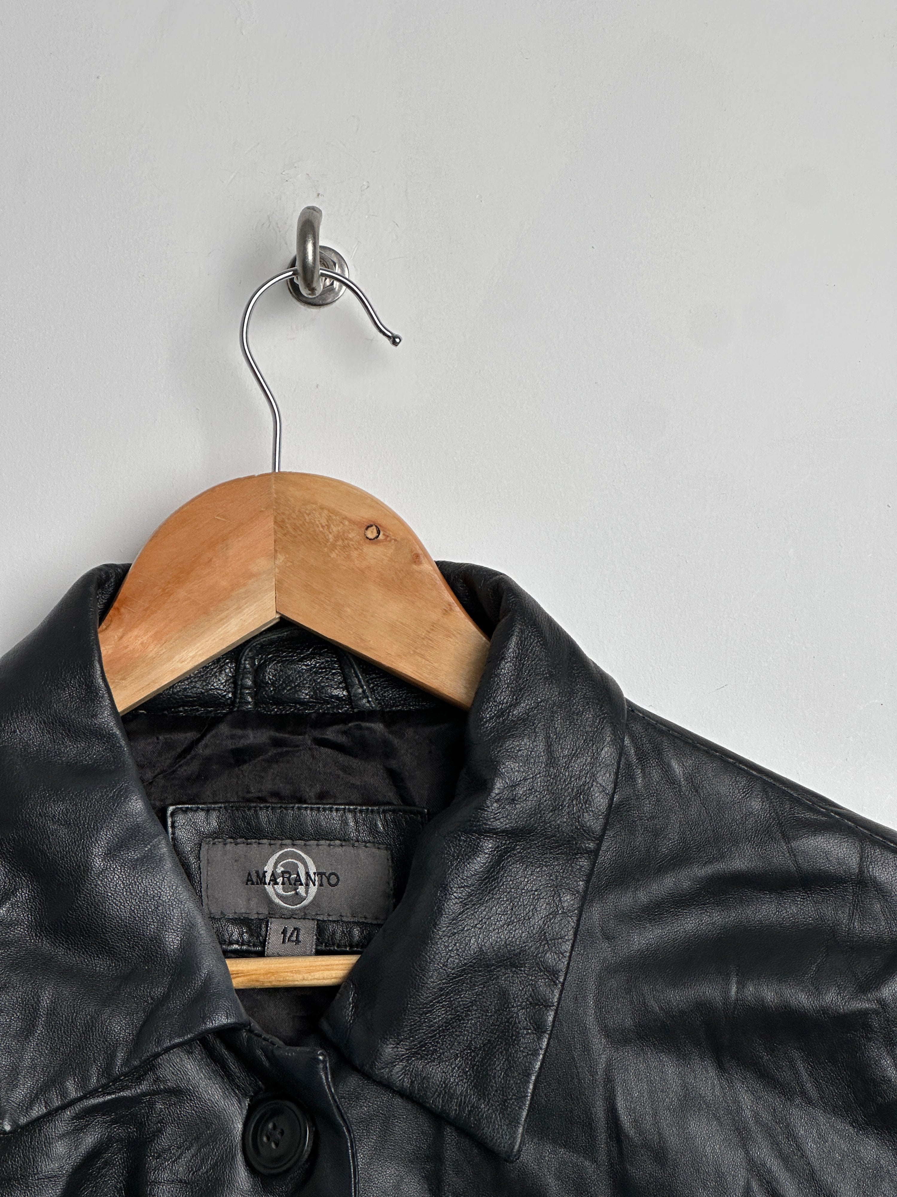 AMARANTO button up leather jacket - thrift.mt