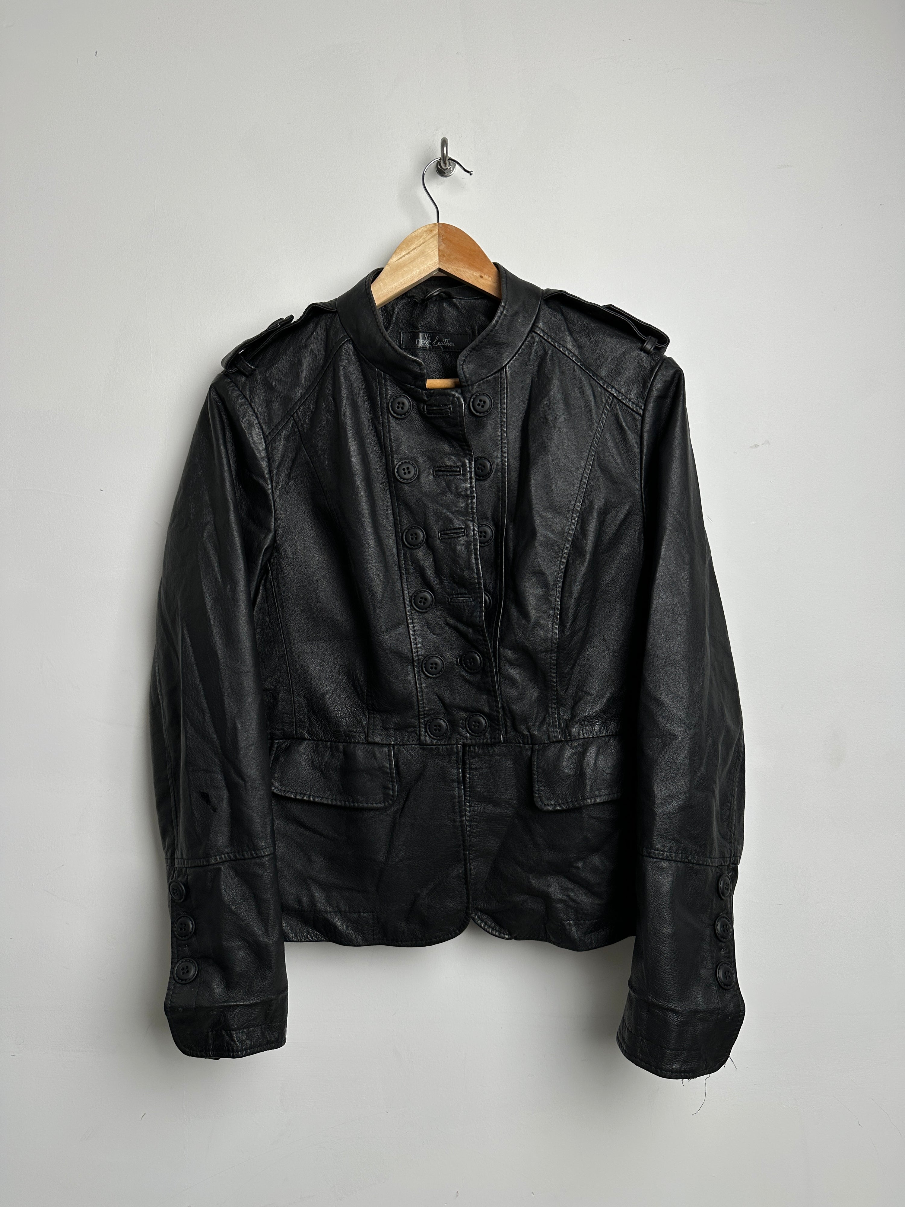 next leather black leather jacket with buttons - thrift.mt