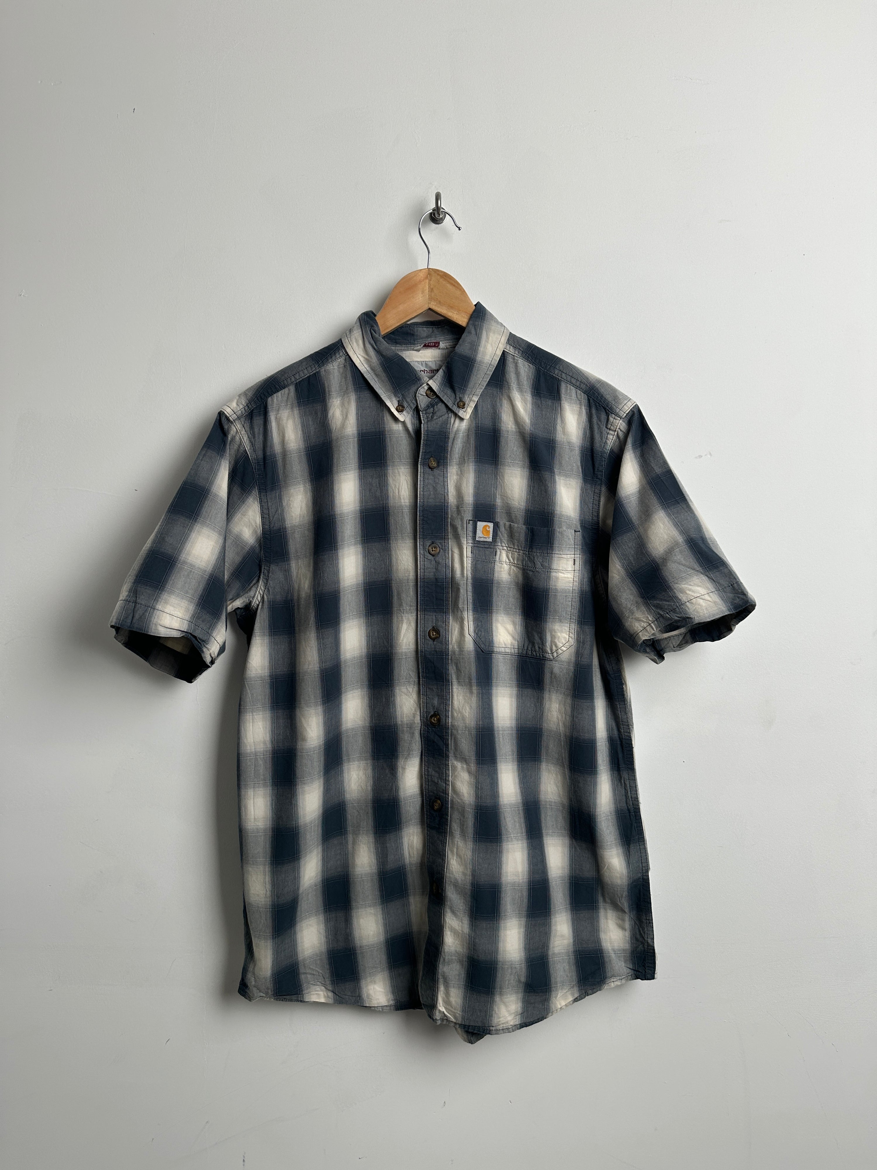 Carhartt button up tee blue plaid - thrift.mt