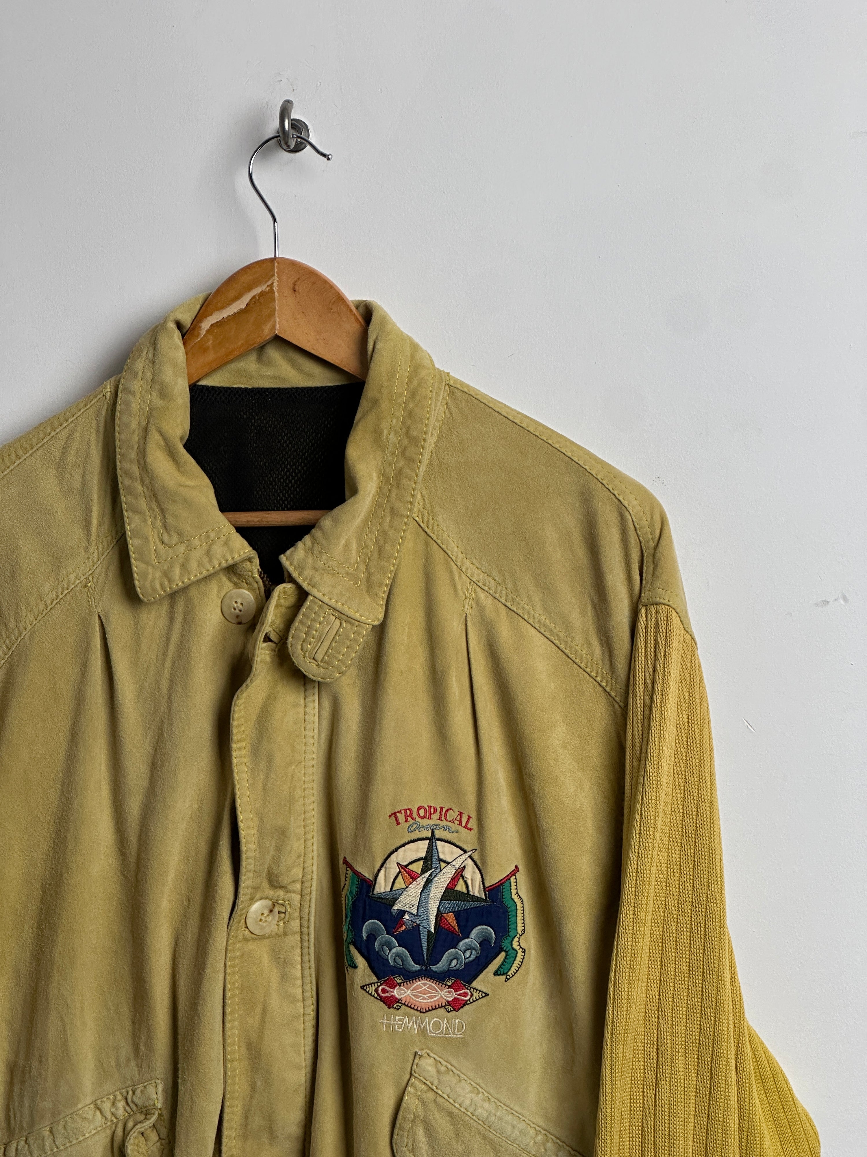 Tropical Hemmond suede and knit jacket in yellow