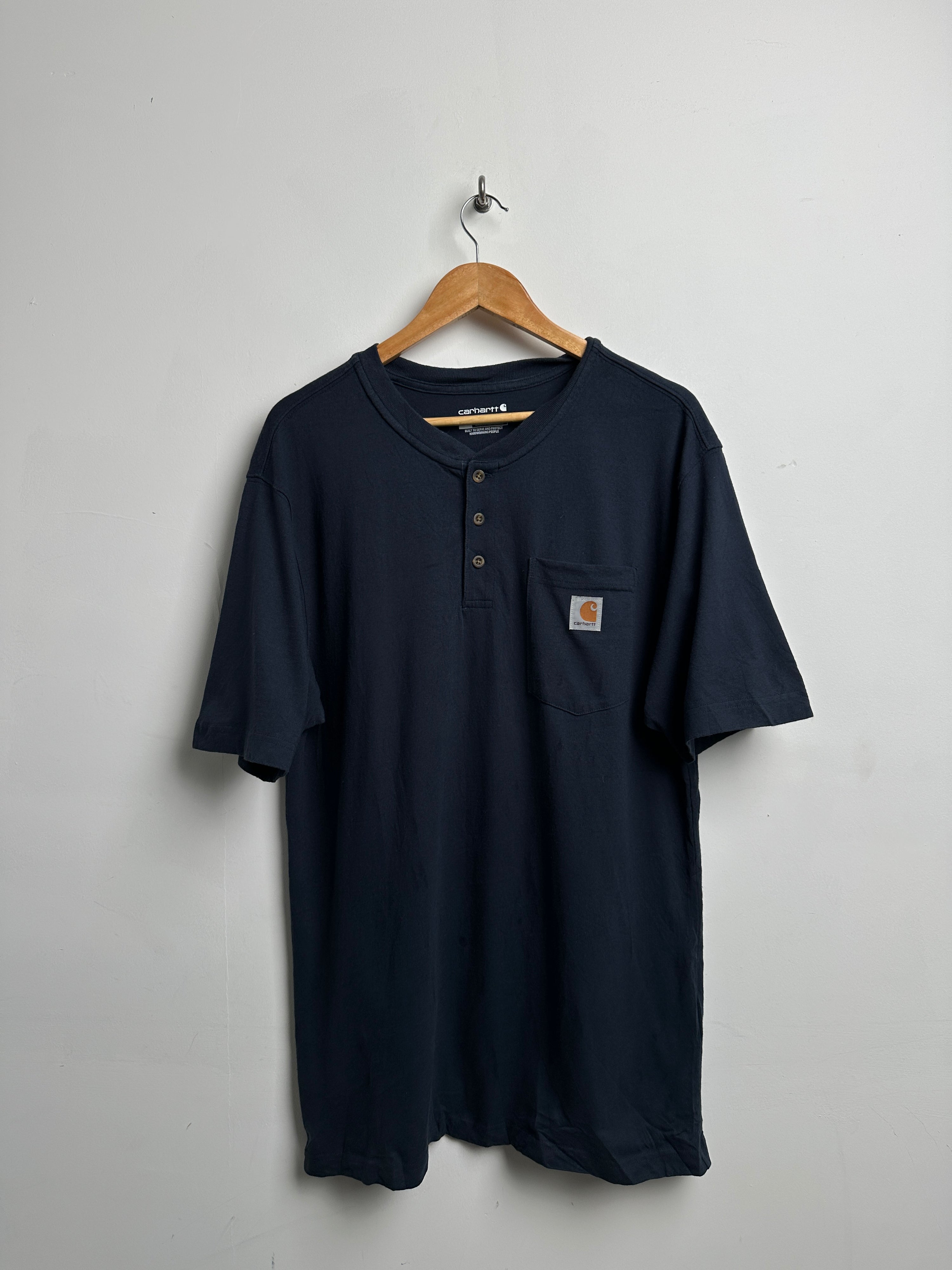 Carhartt button up navy tee - thrift.mt