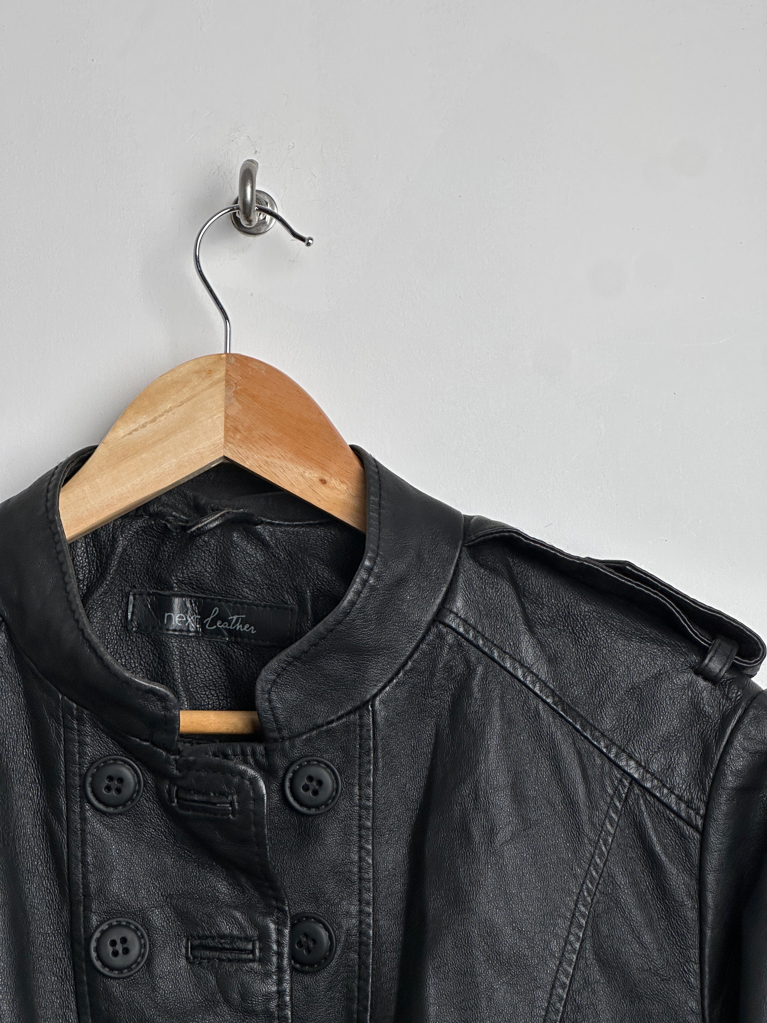 next leather black leather jacket with buttons - thrift.mt