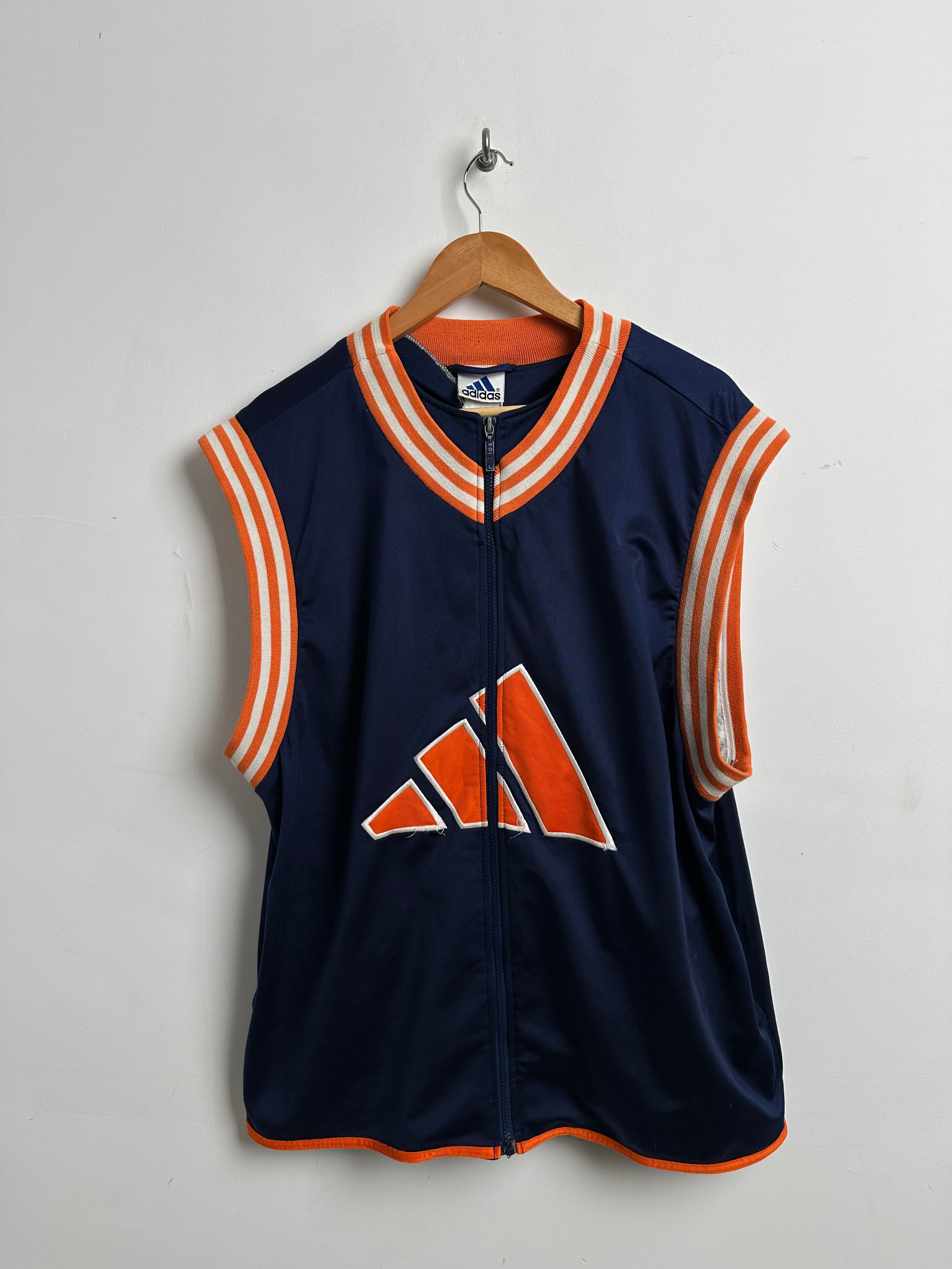 Adidas zip up jersey in blue and orange - thrift.mt