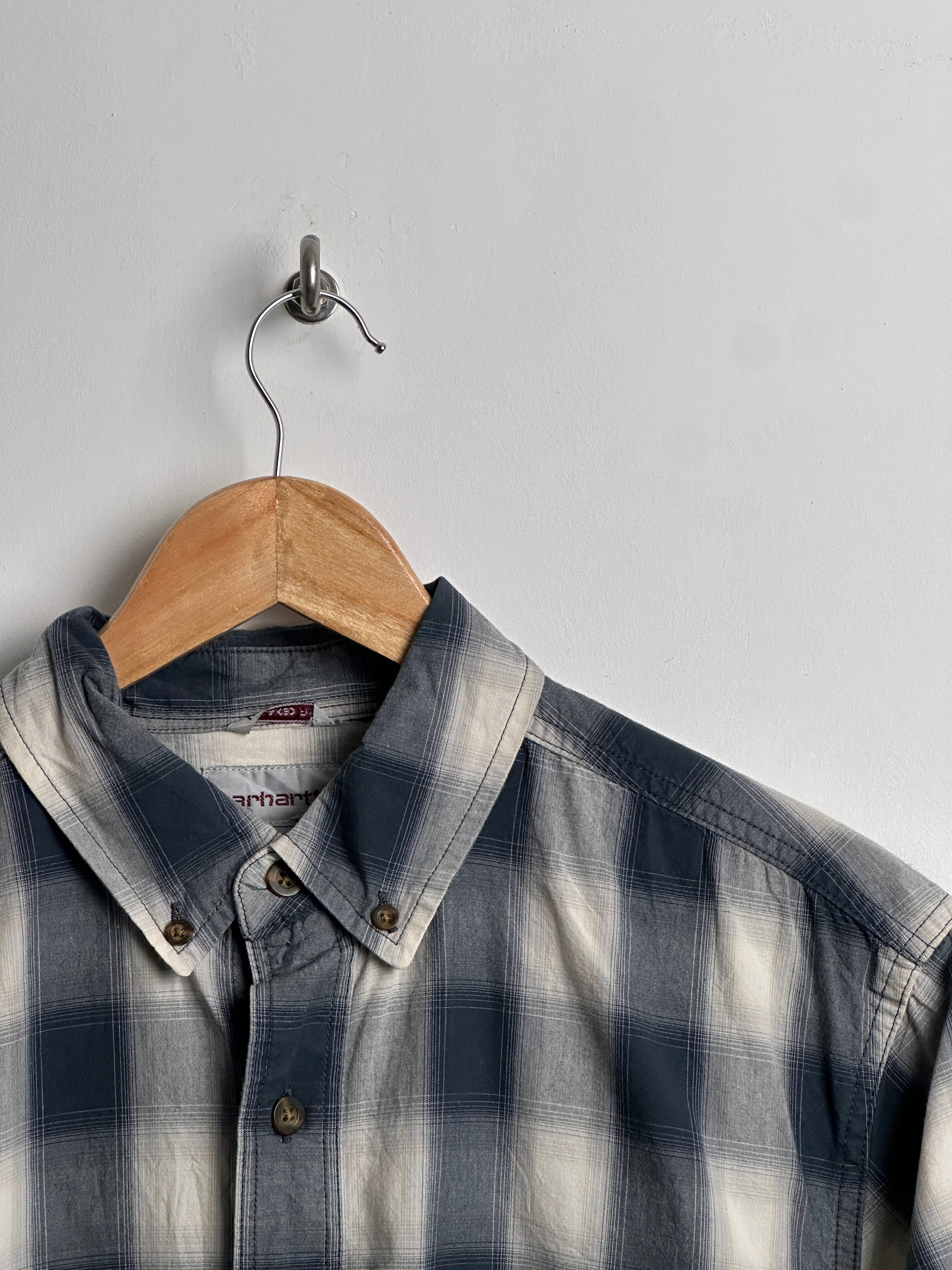 Carhartt button up tee blue plaid - thrift.mt