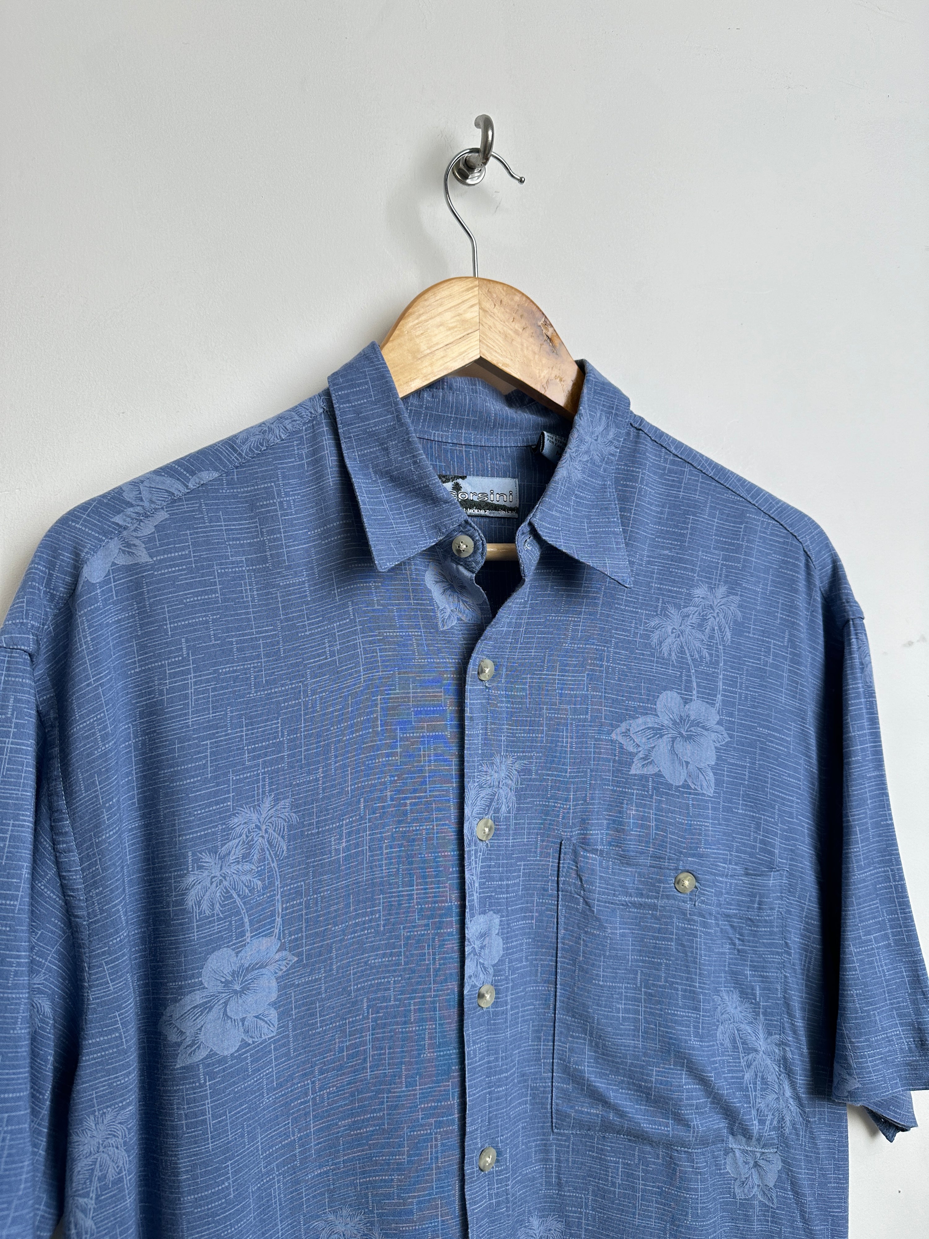 Corsini vintage short-sleeve shirt in blue with palm trees - thrift.mt