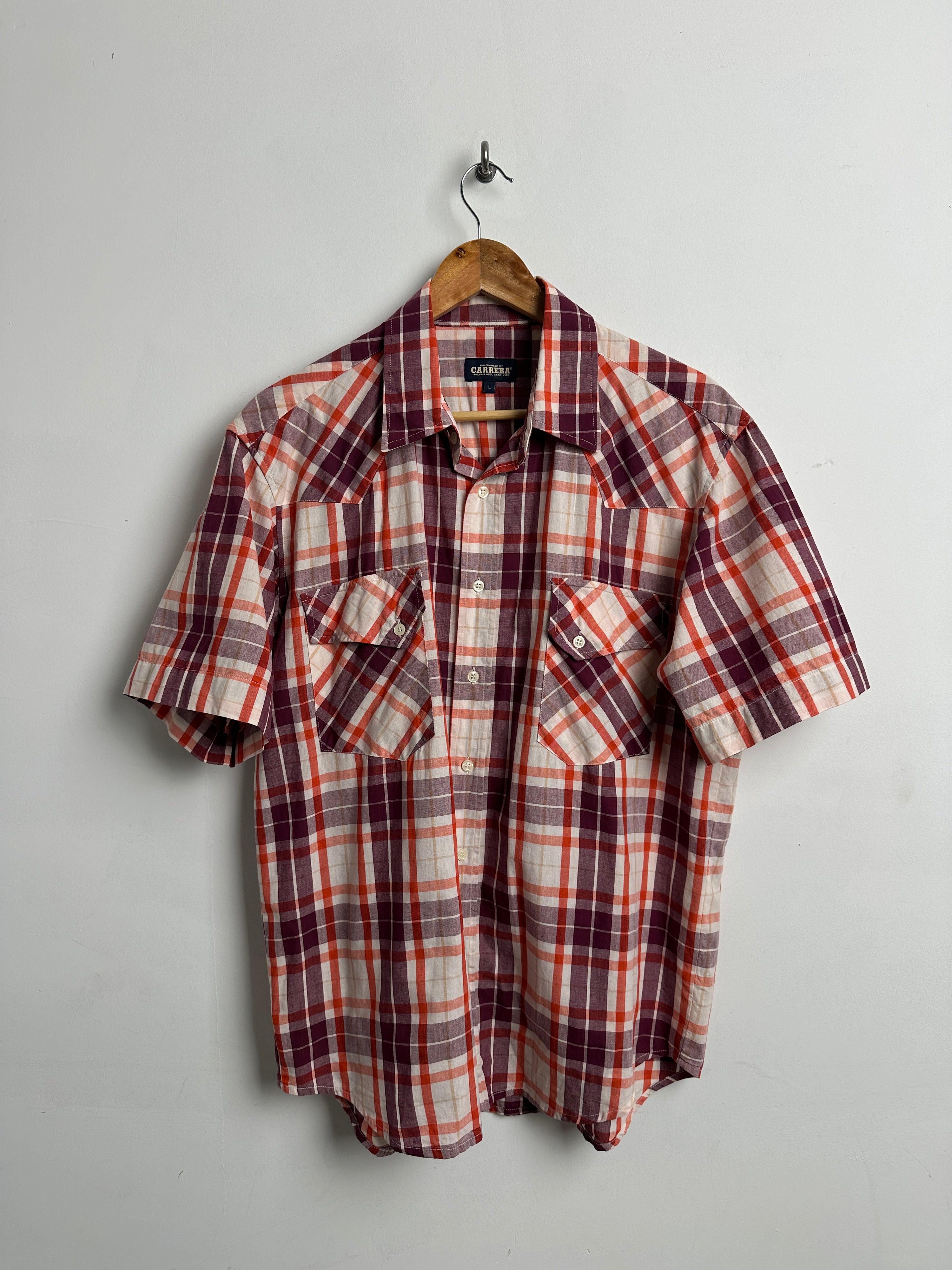 CARRERA purple and red plaid short sleeve - thrift.mt