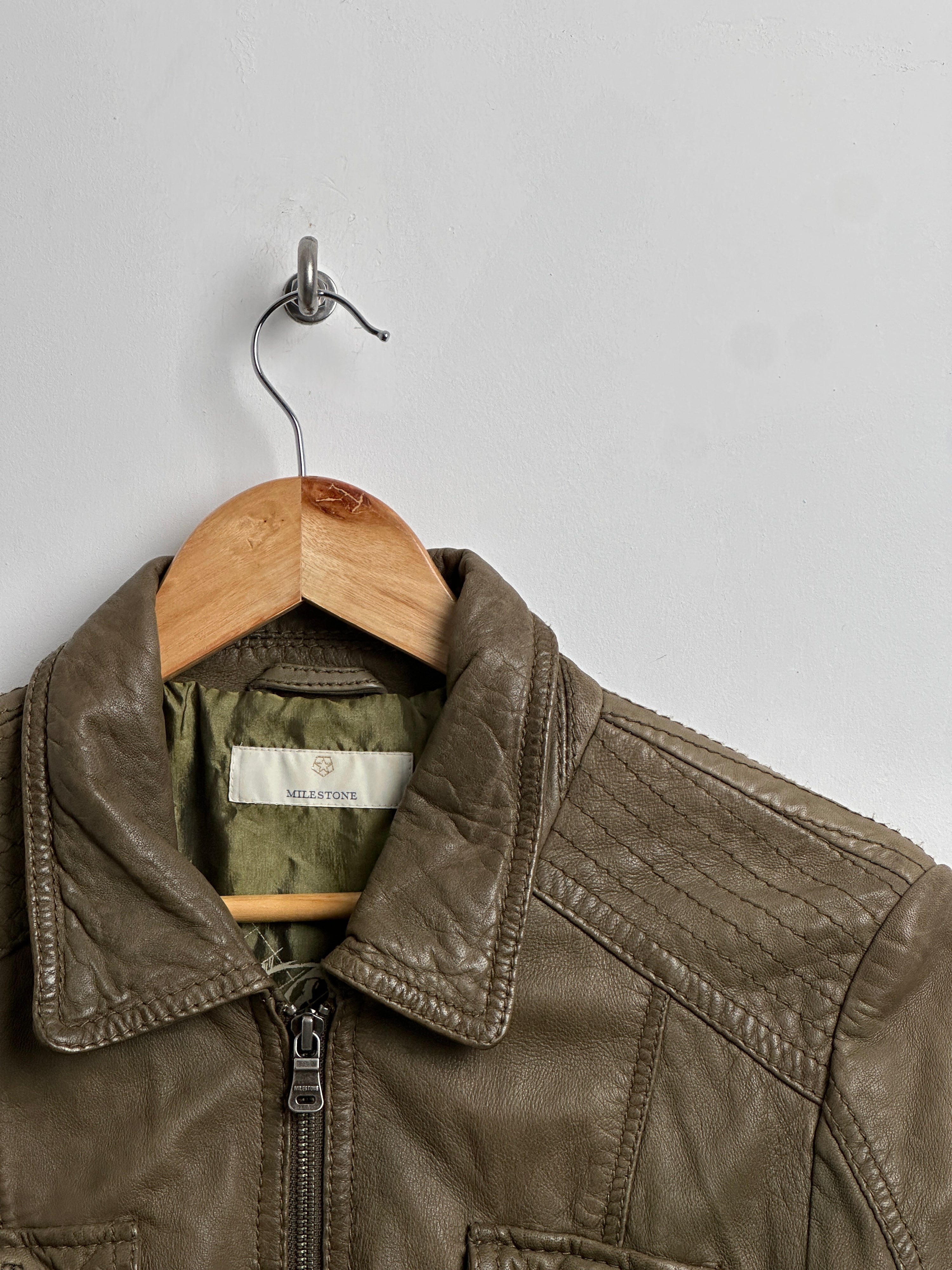 MILESTONE green leather jacket