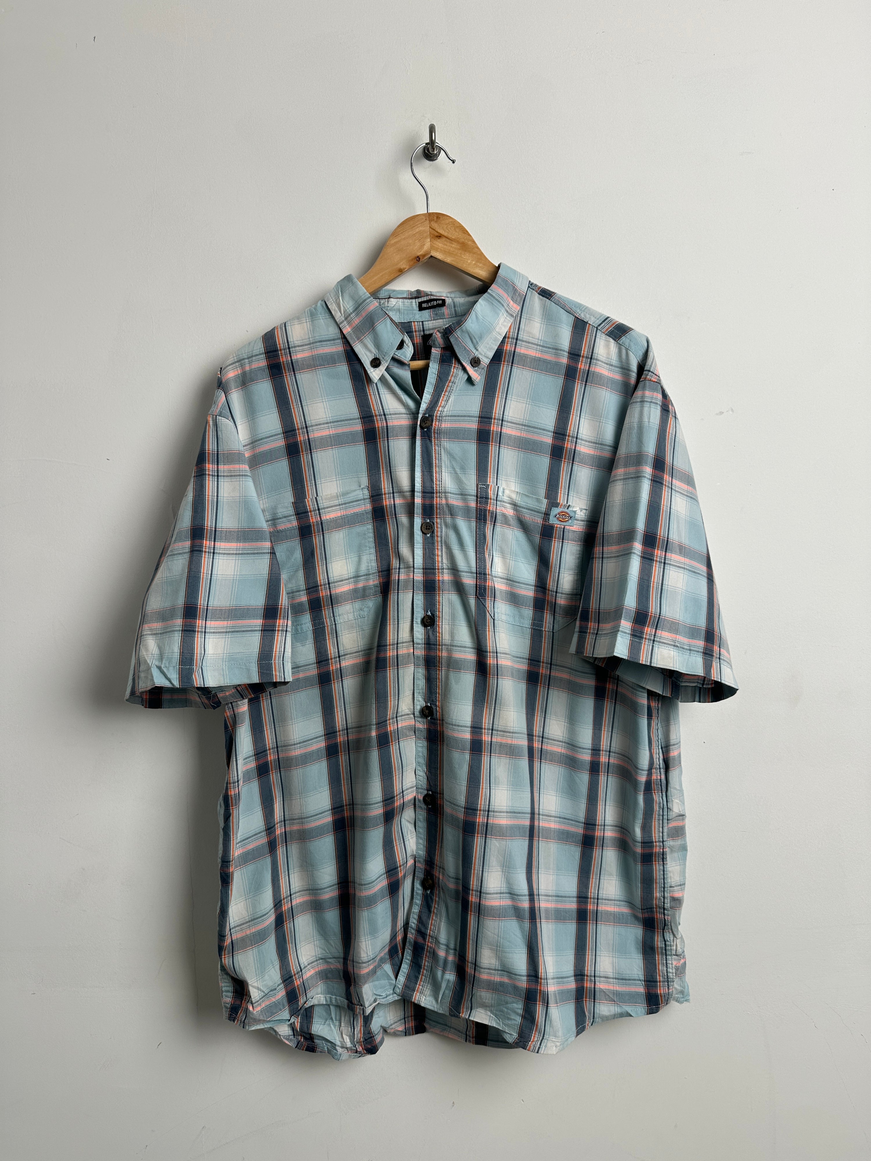 Dickies short sleeve button up light blue - thrift.mt