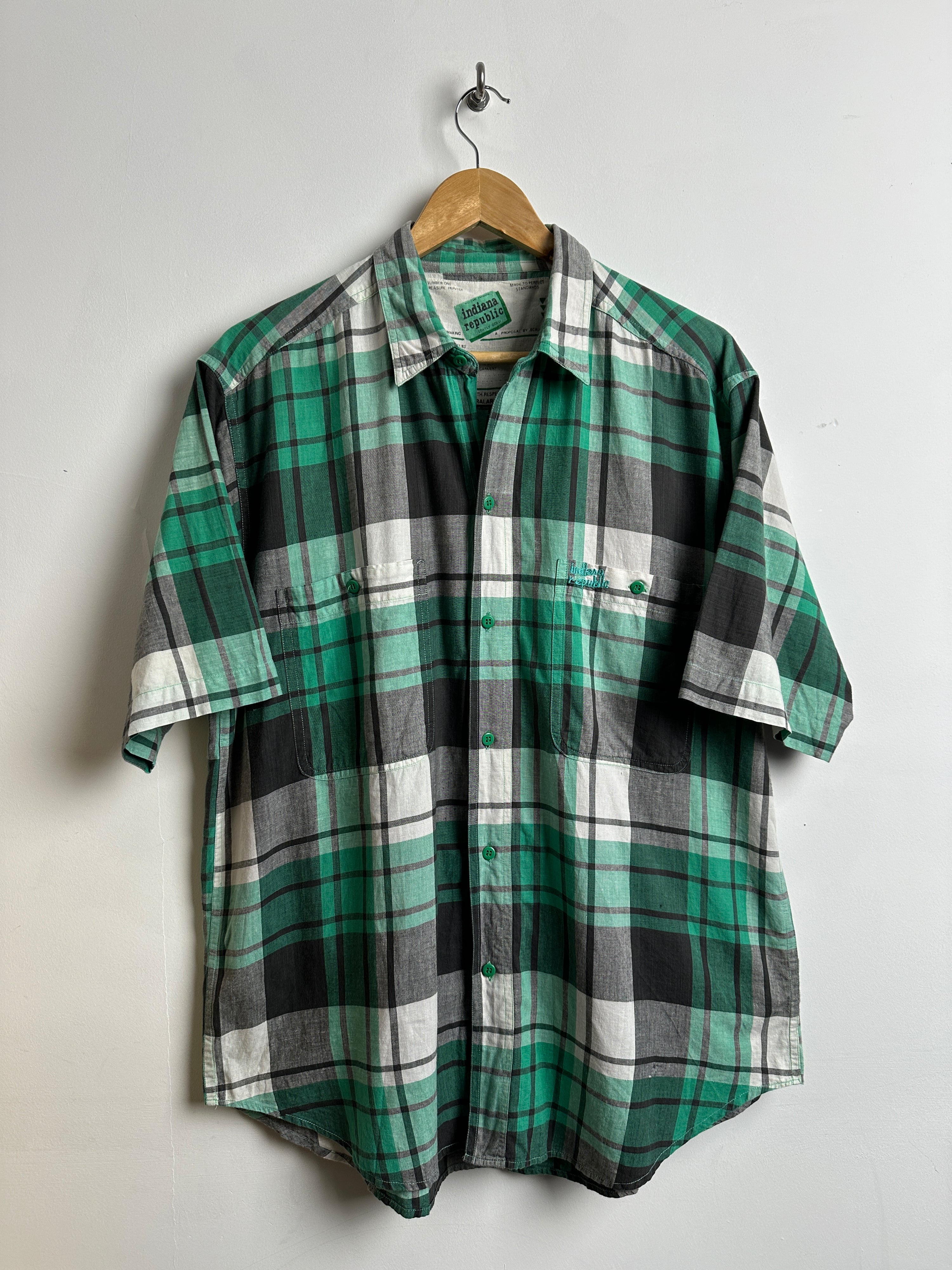 Indiana Republic vintage short-sleeve checked shirt - thrift.mt