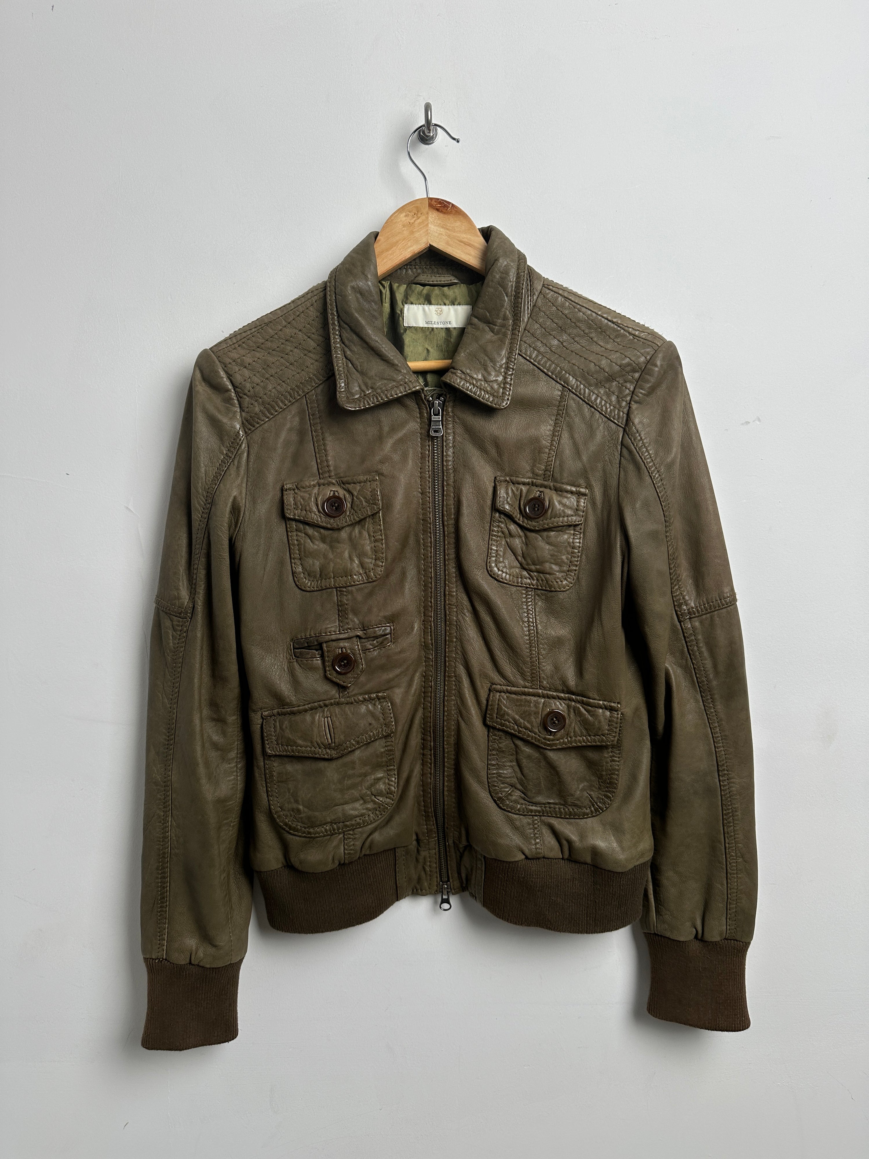 MILESTONE green leather jacket