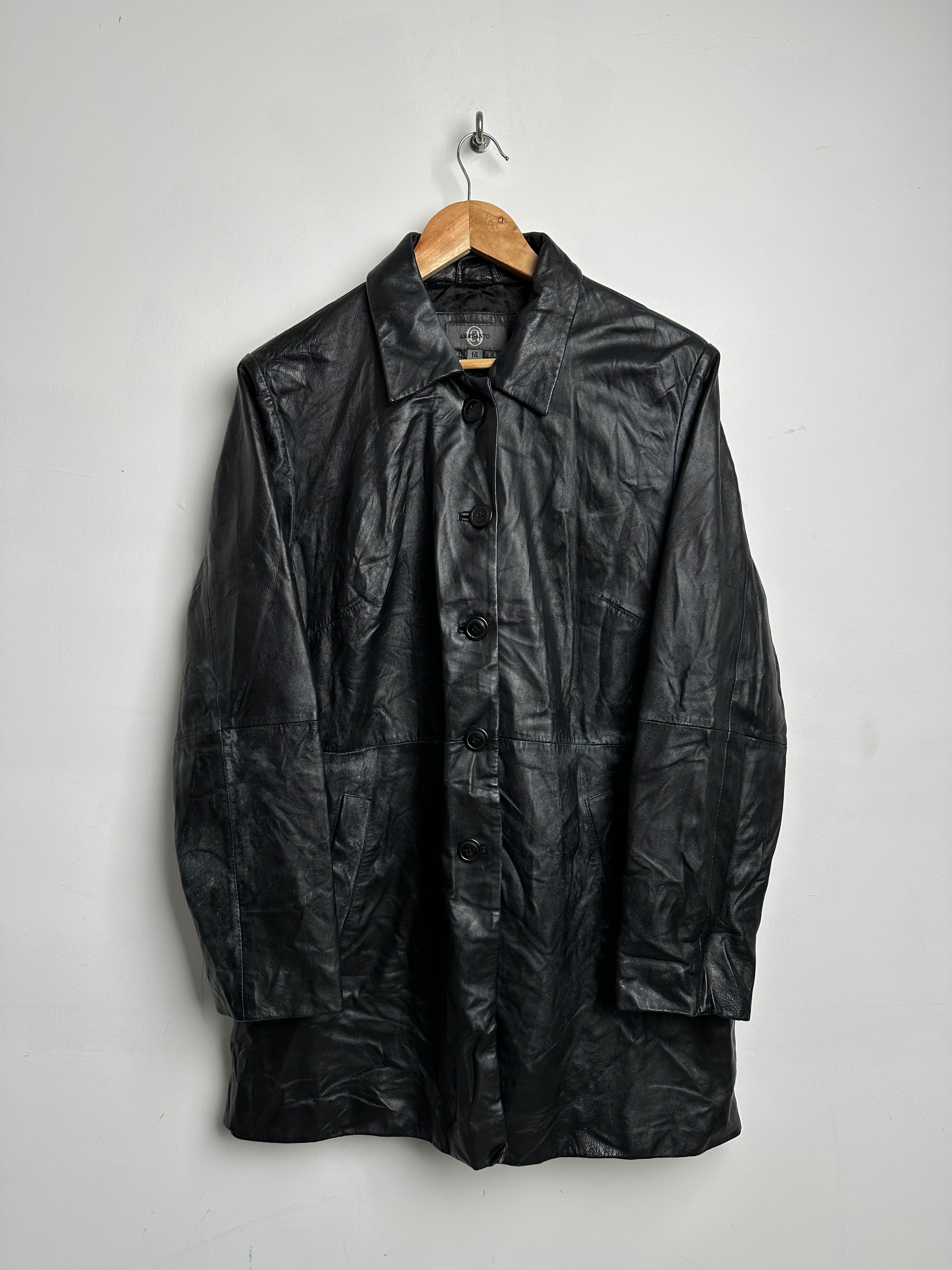 AMARANTO button up leather jacket - thrift.mt