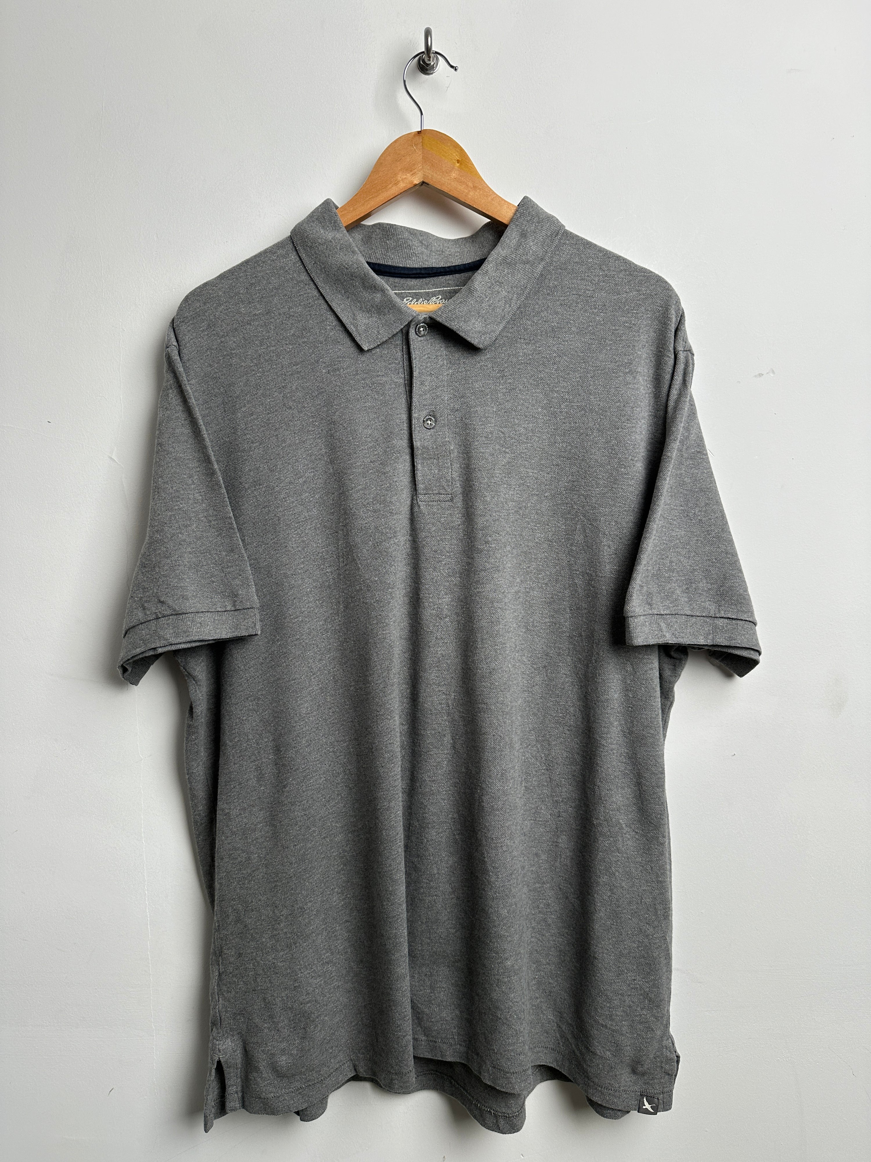 Vintage Eddie Bauer short-sleeve polo shirt in grey - thrift.mt