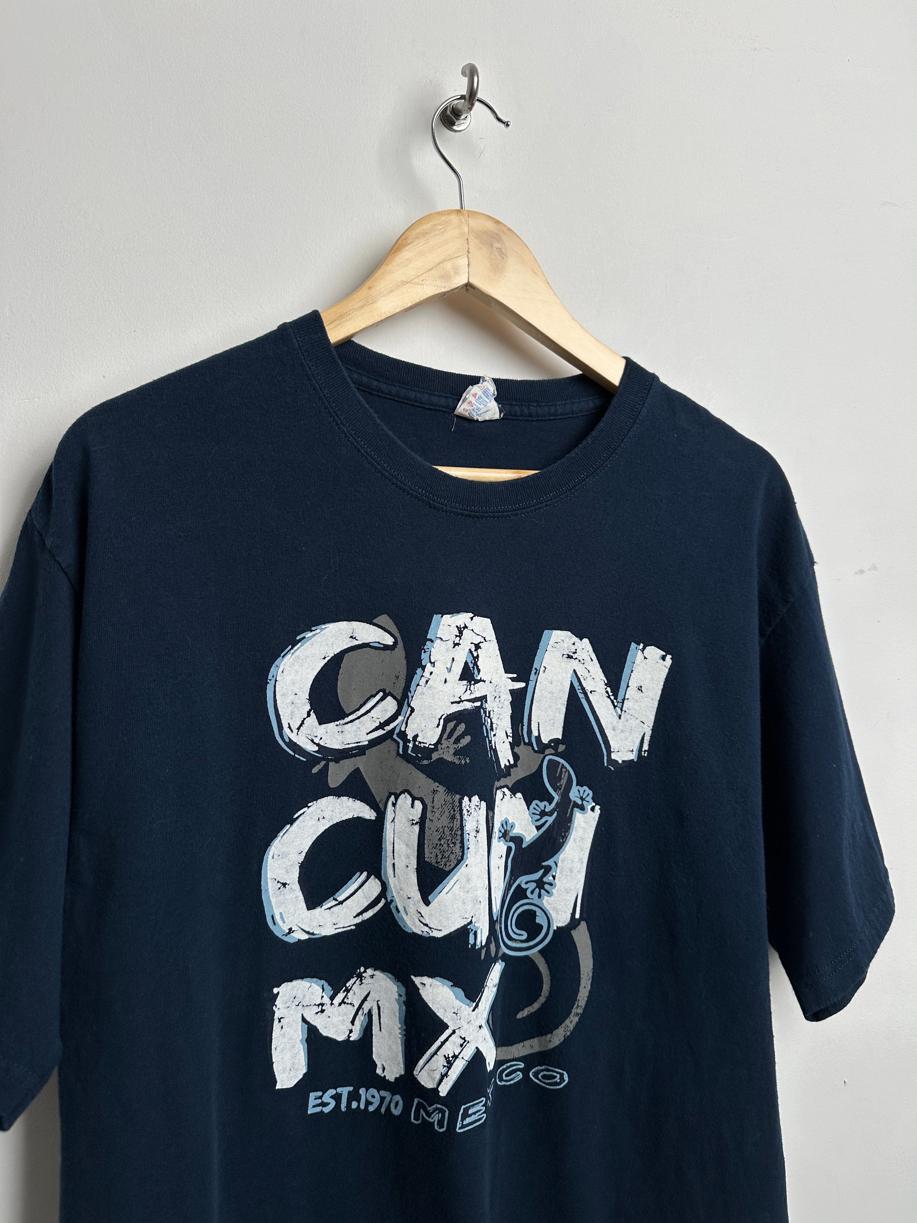 Cancun Mexico tee in blue - thrift.mt