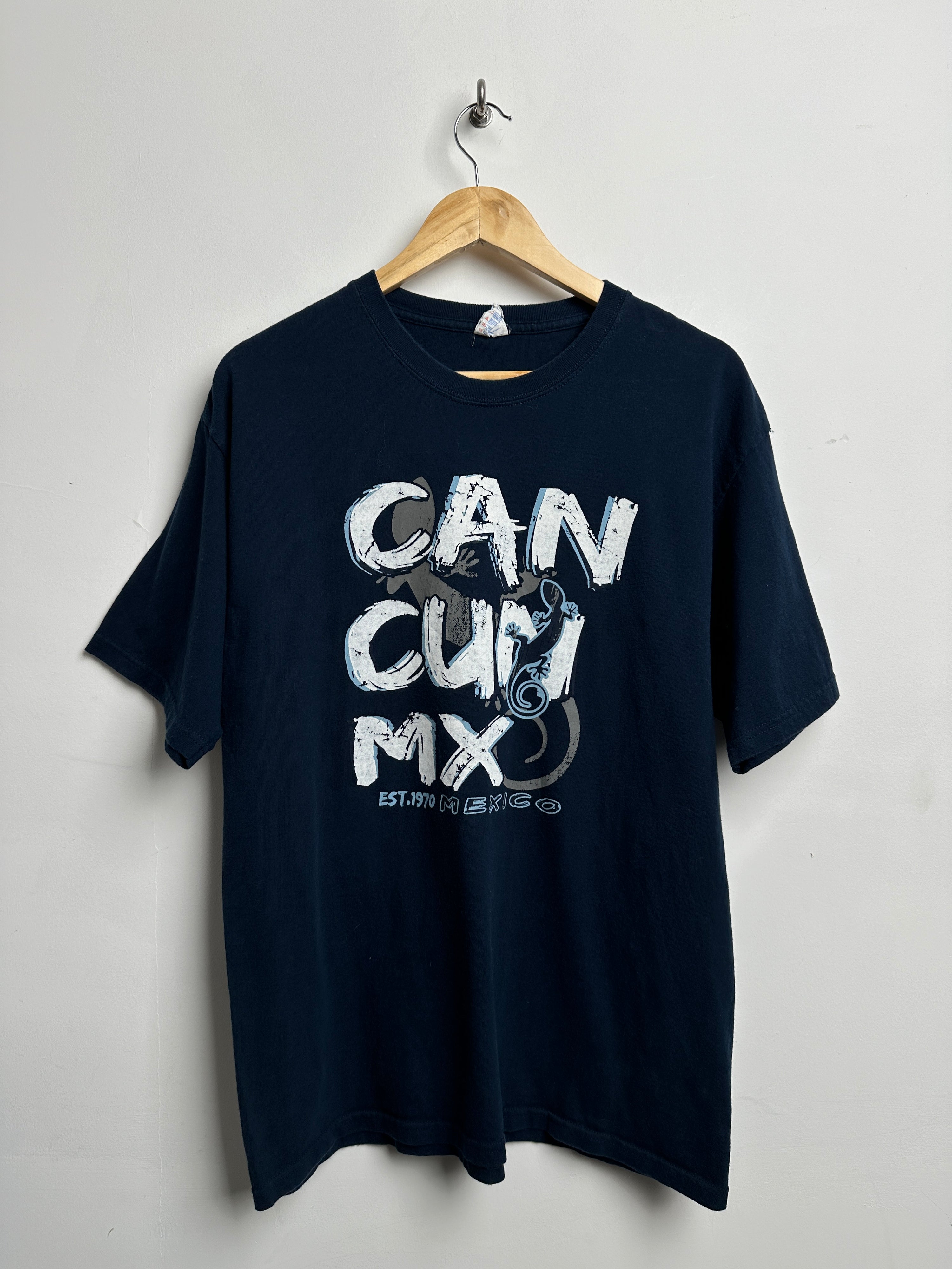 Cancun Mexico tee in blue - thrift.mt