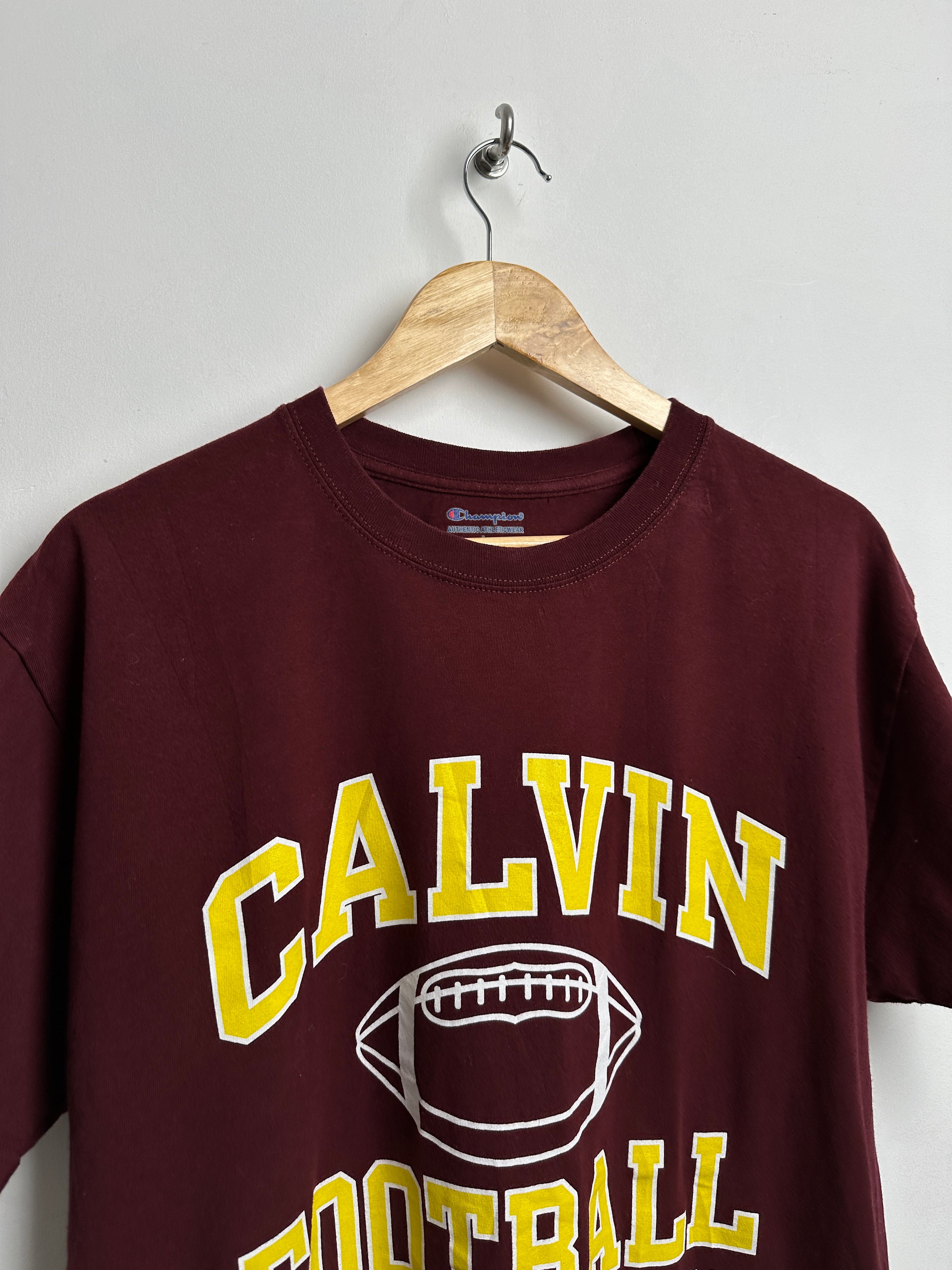 Champion Calvin Football tee in maroon red - thrift.mt