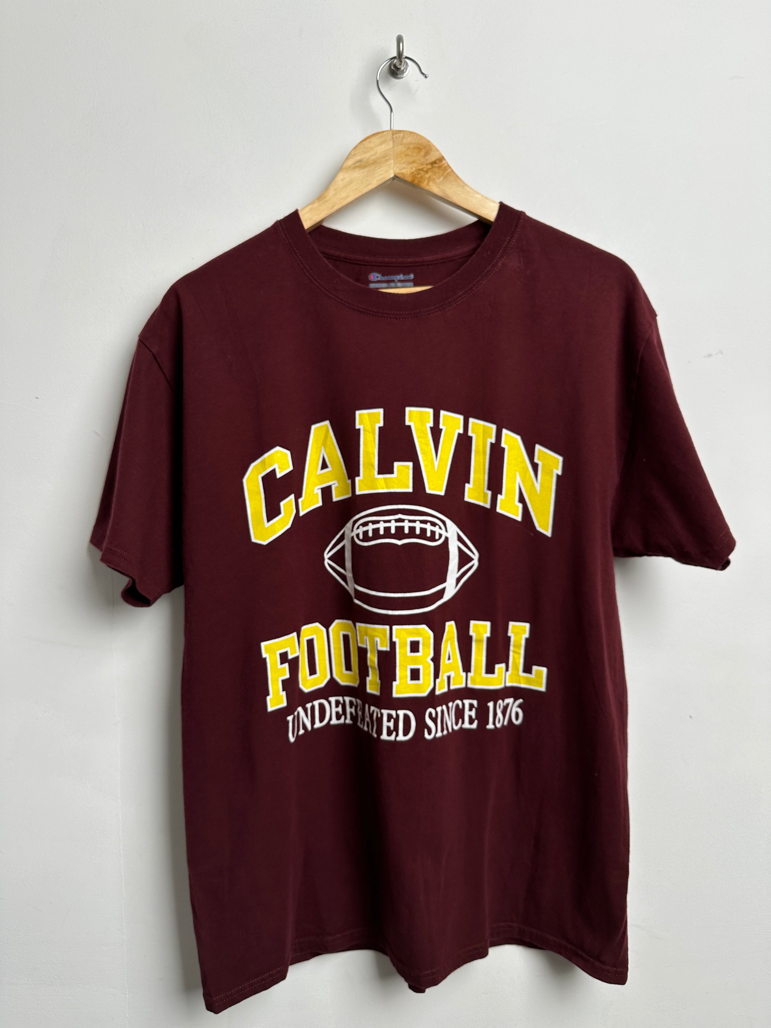 Champion Calvin Football tee in maroon red - thrift.mt