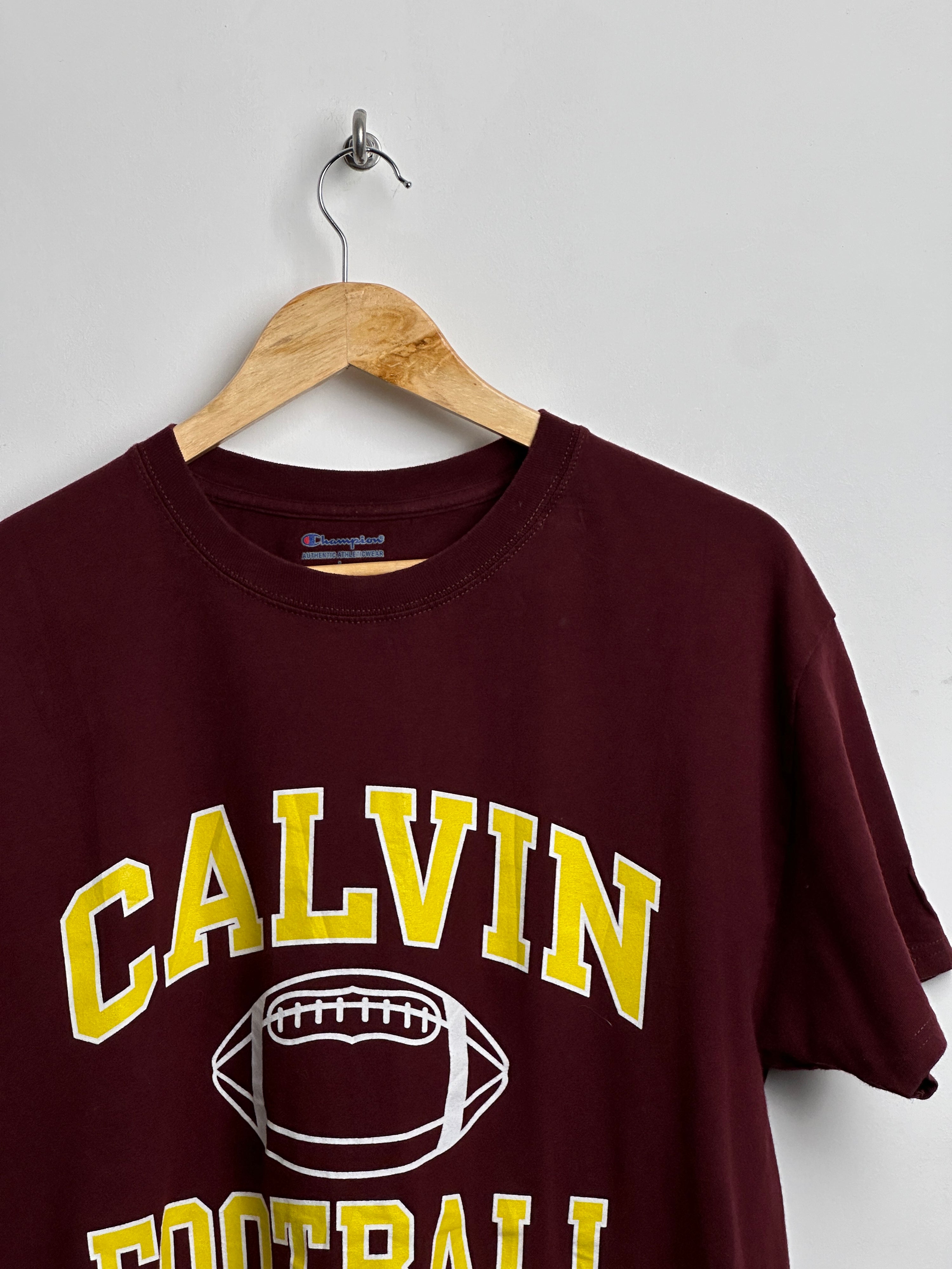 Champion Calvin Football tee in maroon red - thrift.mt