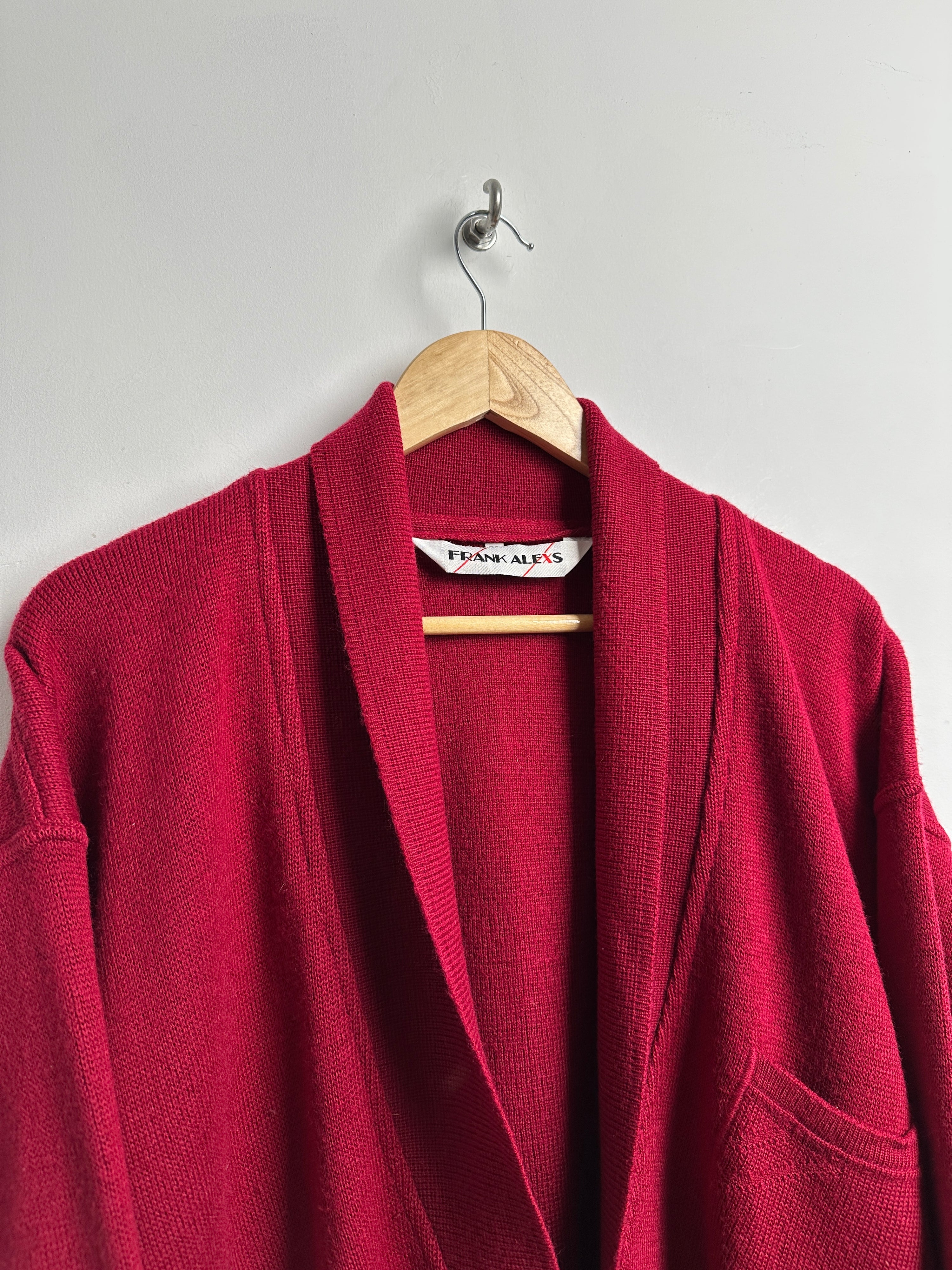 Frank Alexs button-down knit cardigan in dark red - thrift.mt