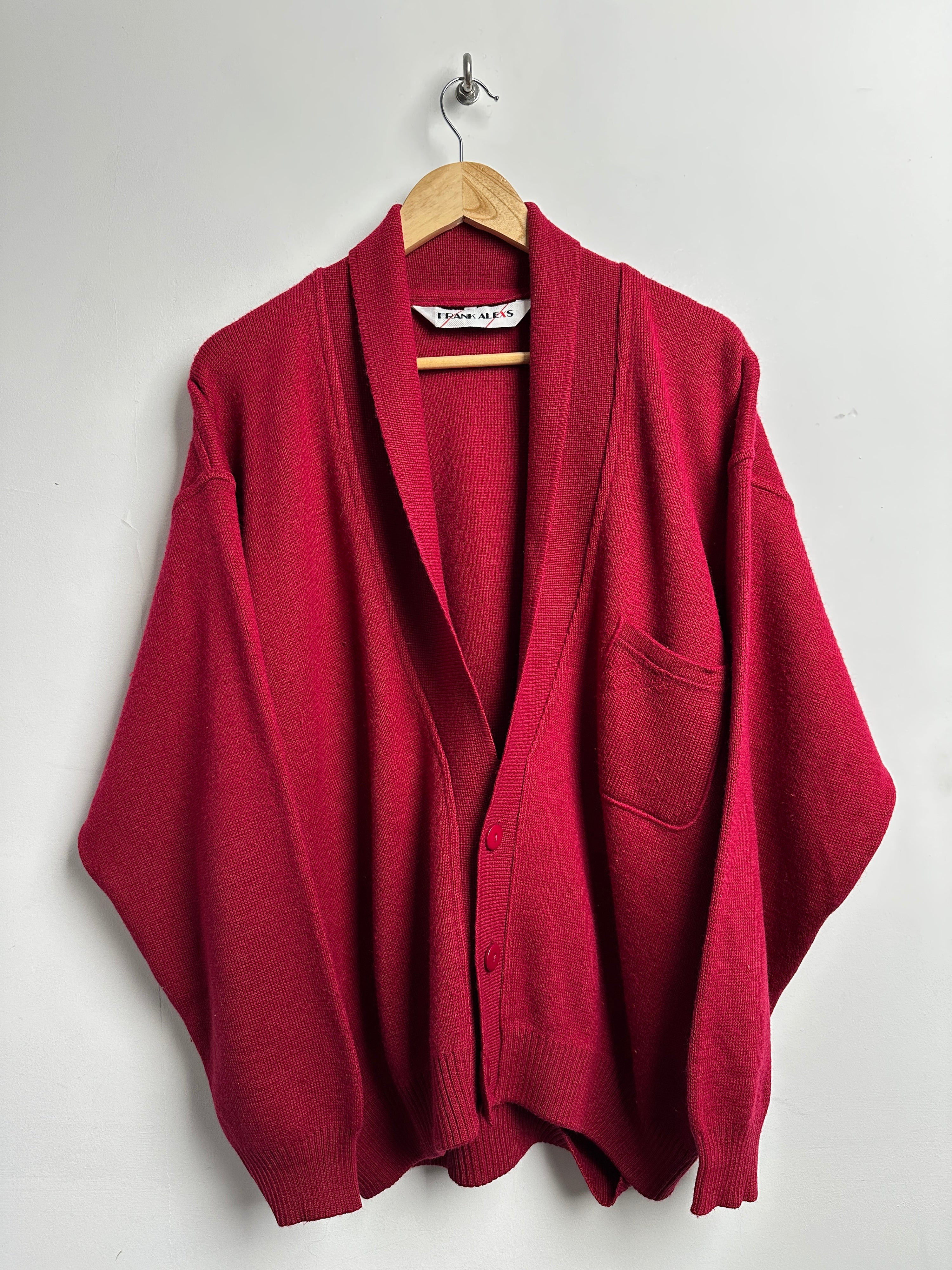 Frank Alexs button-down knit cardigan in dark red - thrift.mt