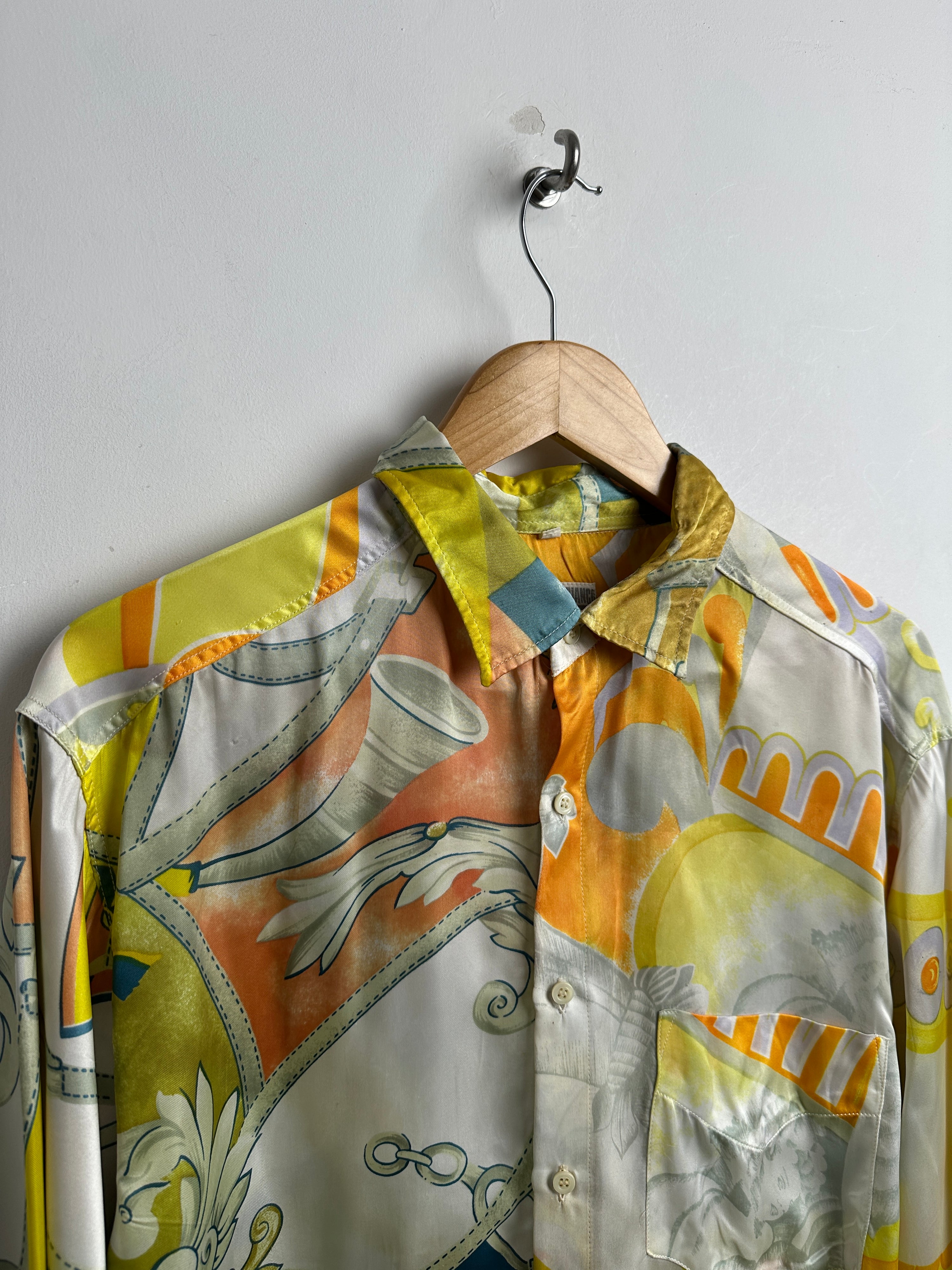 Patterned Satin Long Sleeve Shirt