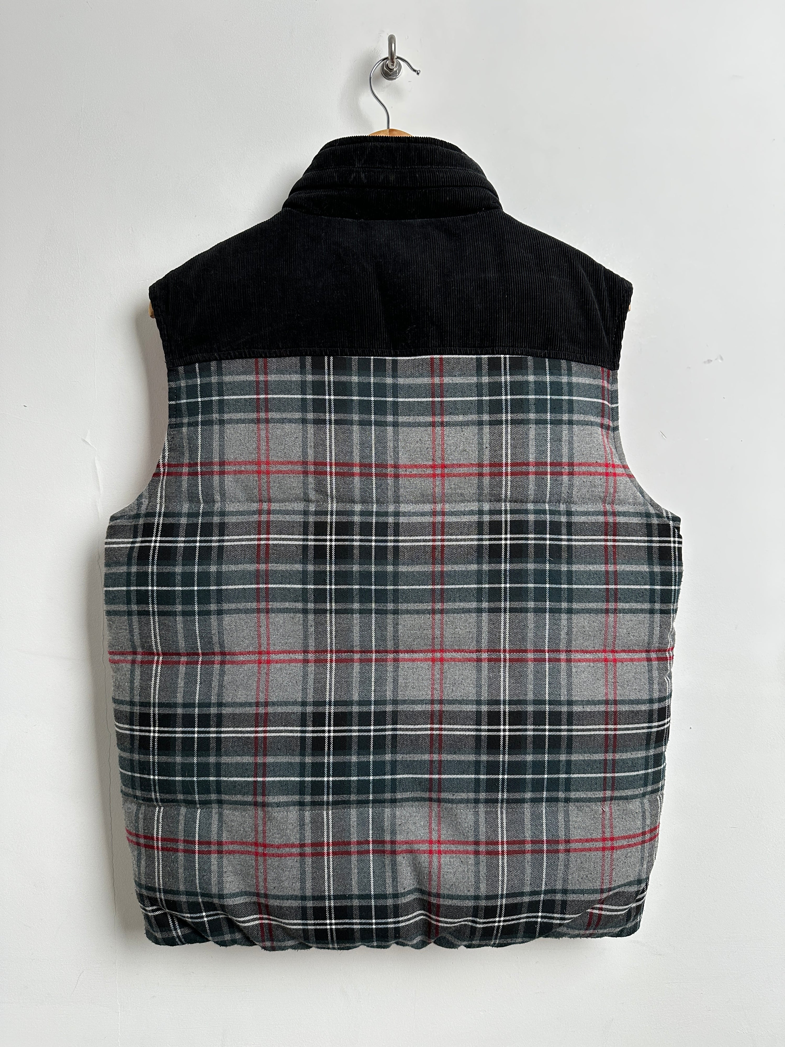 Reversible puffer vest red and plaid - thrift.mt