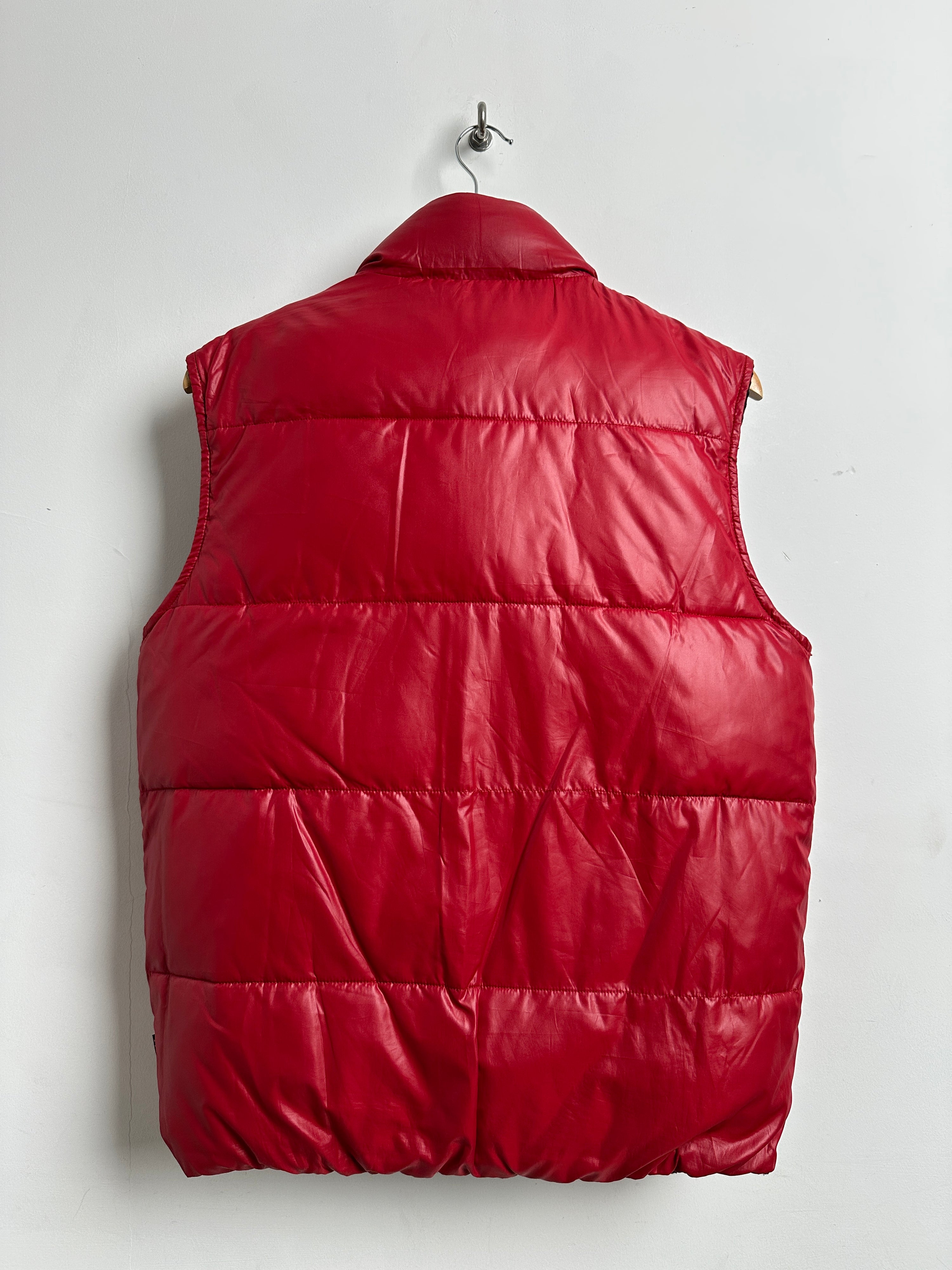 Reversible puffer vest red and plaid - thrift.mt