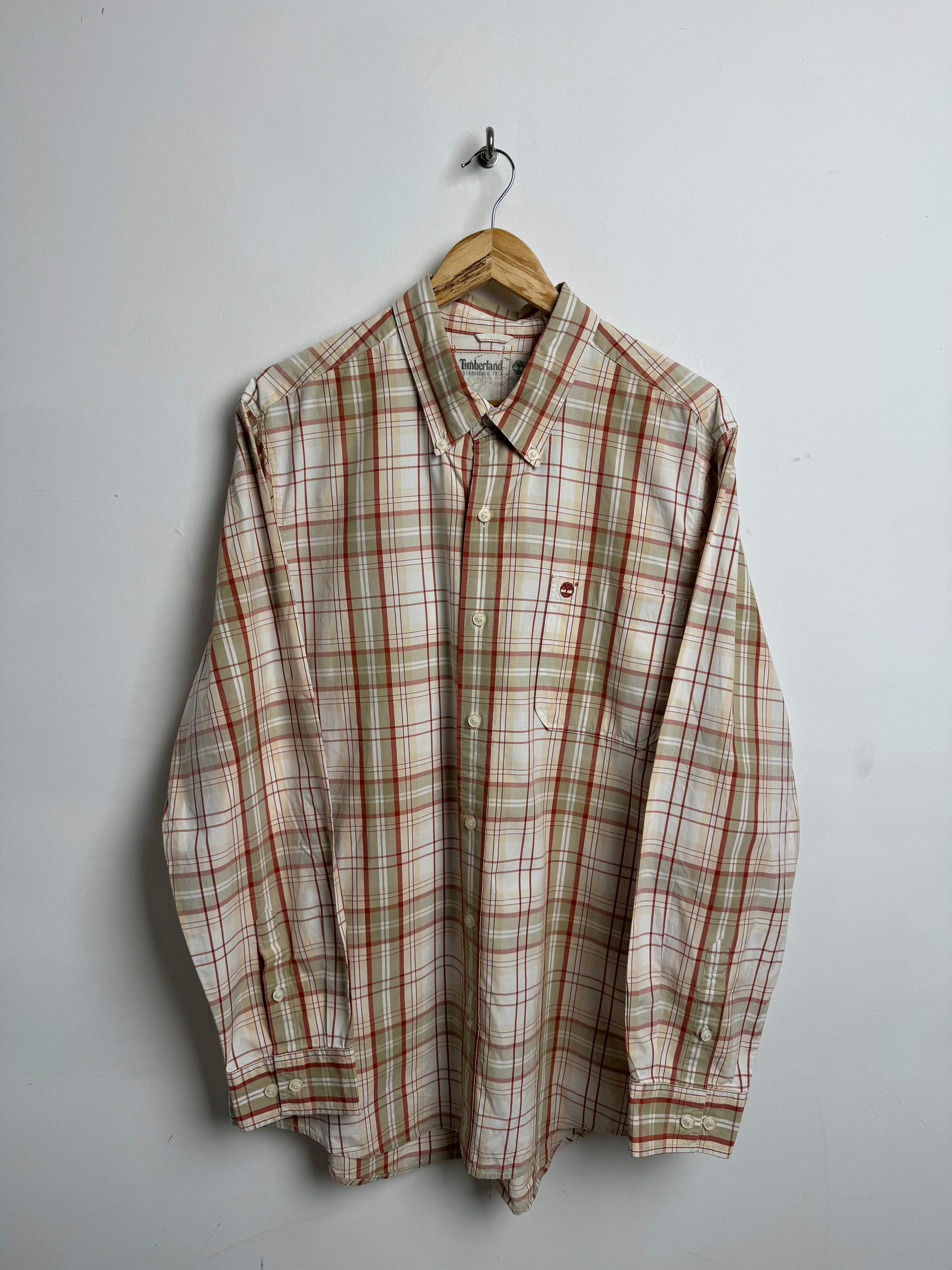 TIMBERLAND long-sleeve shirt in red and green plaid - thrift.mt